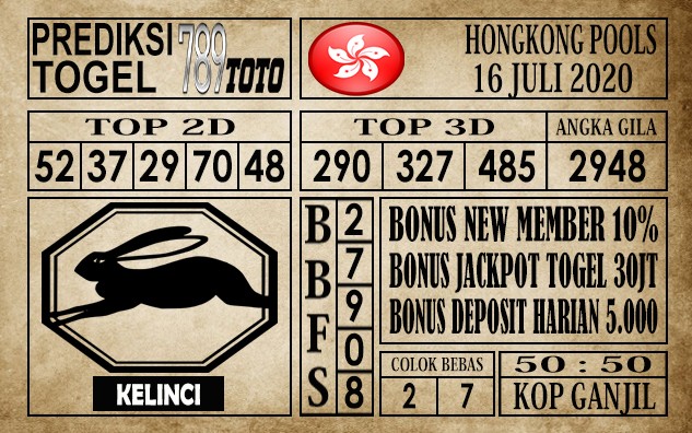 Prediksi Hongkong Pools Hari Ini 16 Juli 2020