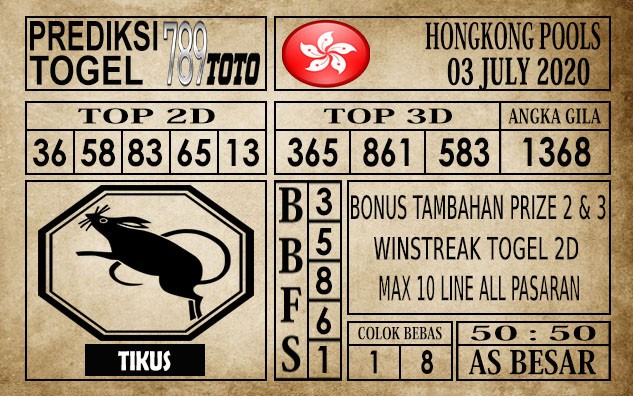 Prediksi Hongkong Pools Hari Ini 03 Juli 2020