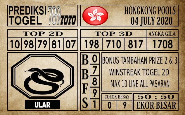 Prediksi Hongkong Pools Hari Ini 04 Juli 2020
