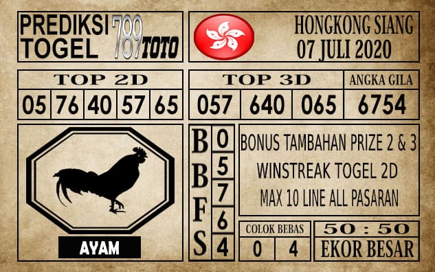 Prediksi Hongkong Siang Hari Ini 07 Juli 2020