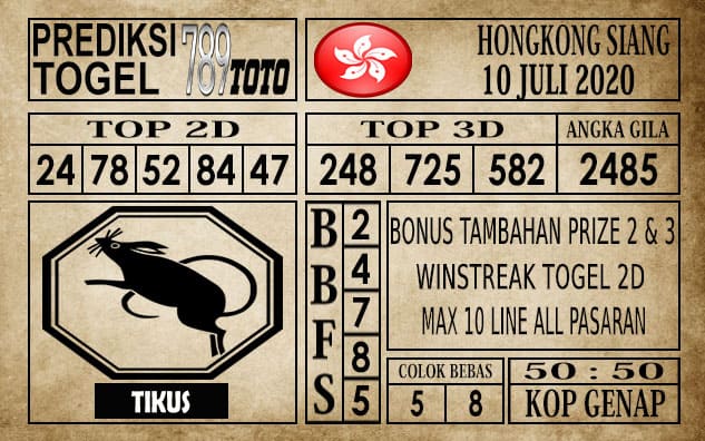 Prediksi Hongkong Siang Hari Ini 10 Juli 2020