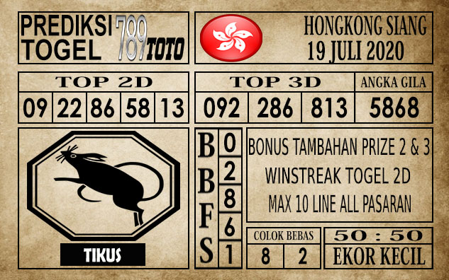Prediksi Hongkong Siang Hari Ini 19 Juli 2020
