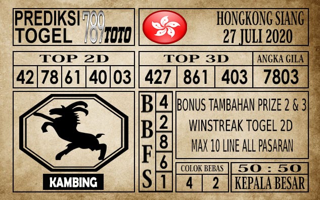 Prediksi Hongkong Siang Hari Ini 27 Juli 2020