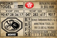 Prediksi Hongkong Siang Hari Ini 31 Juli 2020