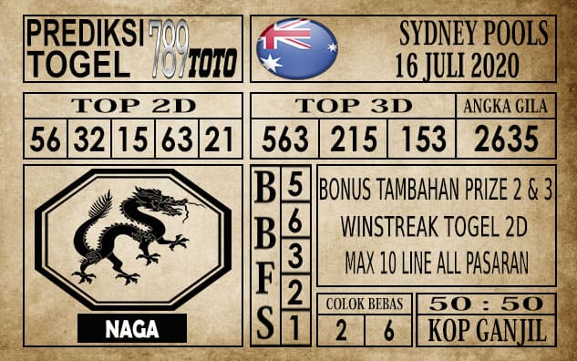 Prediksi Sydney Pools Hari Ini 16 Juli 2020