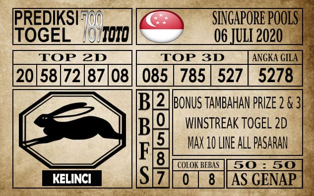 Prediksi Singapore Pools Hari ini 06 Juli 2020
