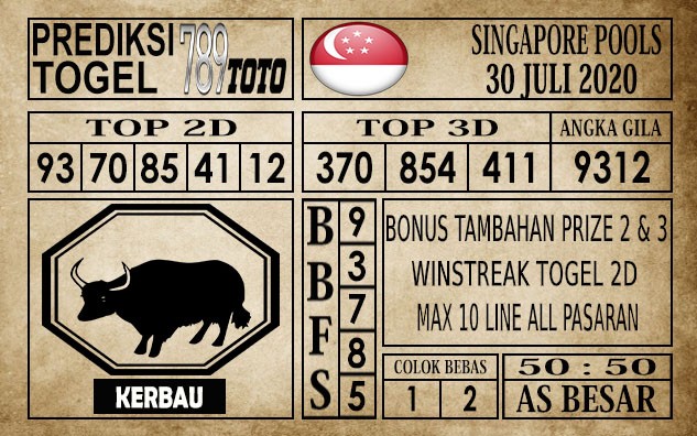 Prediksi Singapore Pools Hari ini 30 Juli 2020