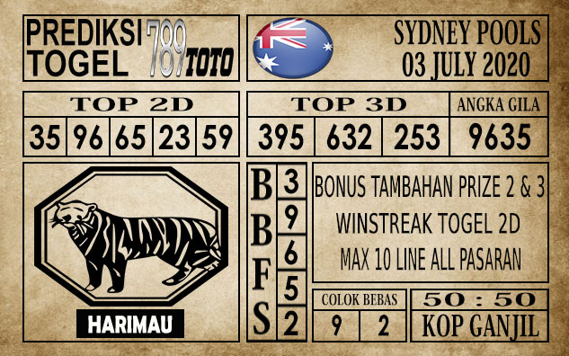 Prediksi Sydney Pools Hari Ini 03 Juli 2020
