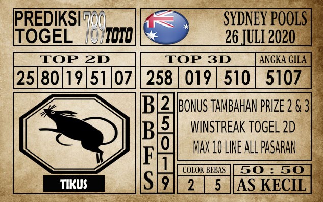 Prediksi Sydney Pools Hari Ini 26 Juli 2020