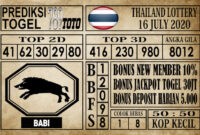 Prediksi Thailand Lottery Hari Ini 16 Juli 2020