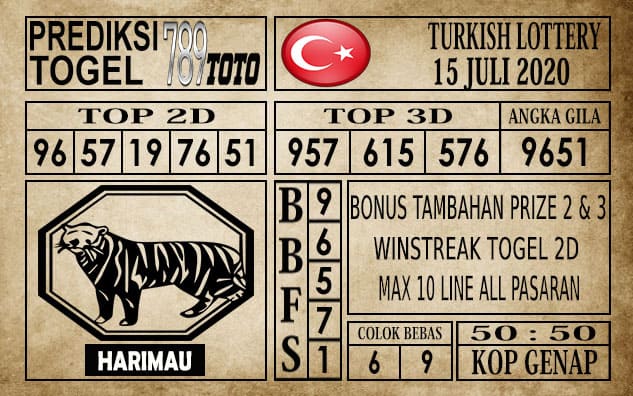Prediksi Turkish Lottery Hari Ini 15 Juli 2020