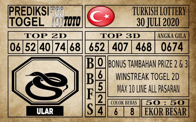 Prediksi Turkish Lottery Hari Ini 30 Juli 2020