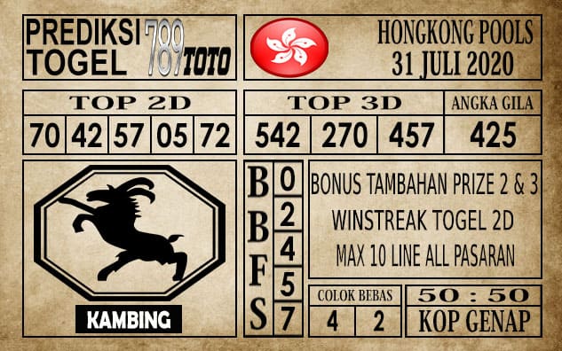 Prediksi Hongkong Pools Hari Ini 31 Juli 2020