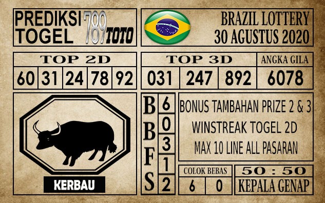 Prediksi Brazil Lottery Hari Ini 30 Agustus 2020
