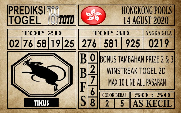 Prediksi Hongkong Pools Hari Ini 14 Agustus 2020