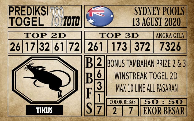 Prediksi Sydney Pools Hari Ini 13 Agustus 2020