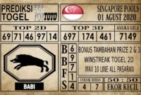 Prediksi Singapore Pools Hari ini 01 Agustus 2020