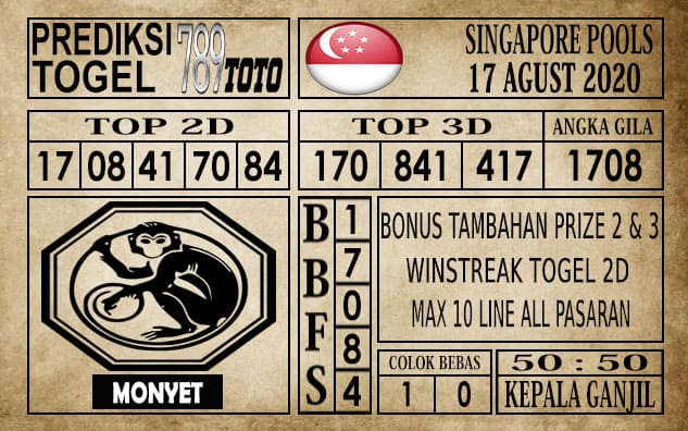 Prediksi Singapore Pools Hari ini 17 Agustus 2020
