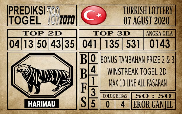 Prediksi Turkish Lottery Hari Ini 07 Agustus 2020