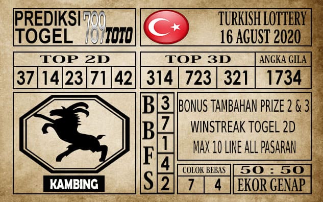 Prediksi Turkish Lottery Hari Ini 16 Agustus 2020