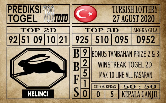 Prediksi Turkish Lottery Hari Ini 27 Agustus 2020