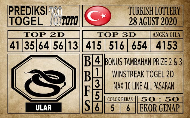 Prediksi Turkish Lottery Hari Ini 28 Agustus 2020