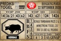 Prediksi Hongkong Pools Hari Ini 22 September 2020