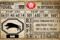 Prediksi Hongkong Siang Hari Ini 04 September 2020
