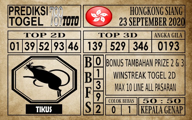Prediksi Hongkong Siang Hari Ini 23 September 2020