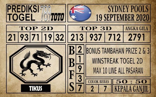 Prediksi Sydney Pools Hari Ini 19 September 2020