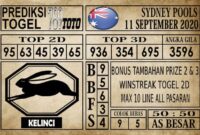 Prediksi Sydney Pools Hari Ini 11 September 2020