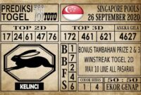Prediksi Singapore Pools Hari ini 26 September 2020
