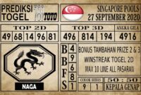 Prediksi Singapore Pools Hari ini 27 September 2020
