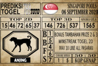 SGP 06 Prediksi Singapore Pools Hari ini 06 September 2020