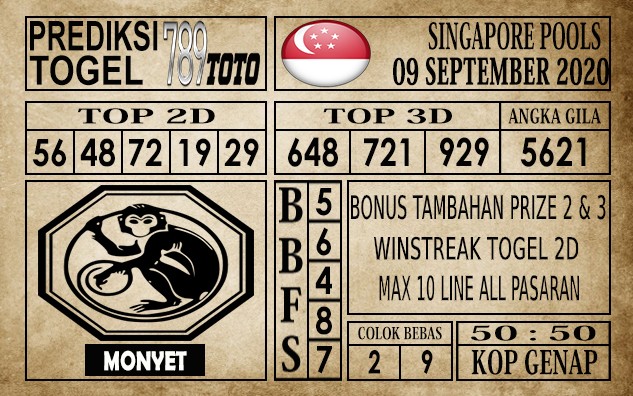Prediksi Singapore Pools Hari ini 09 September 2020