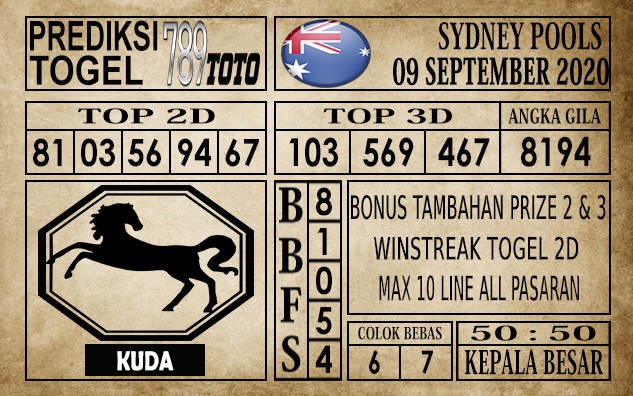 Prediksi Sydney Pools Hari Ini 09 September 2020
