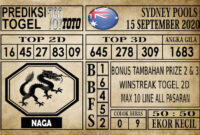 Prediksi Sydney Pools Hari Ini 15 September 2020