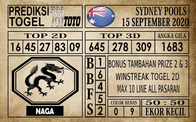 Prediksi Sydney Pools Hari Ini 15 September 2020