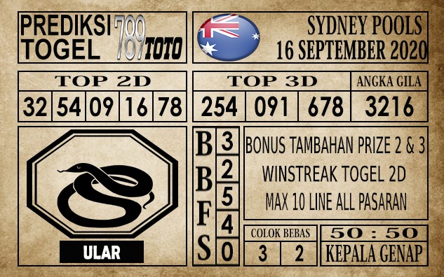 Prediksi Sydney Pools Hari Ini 16 September 2020