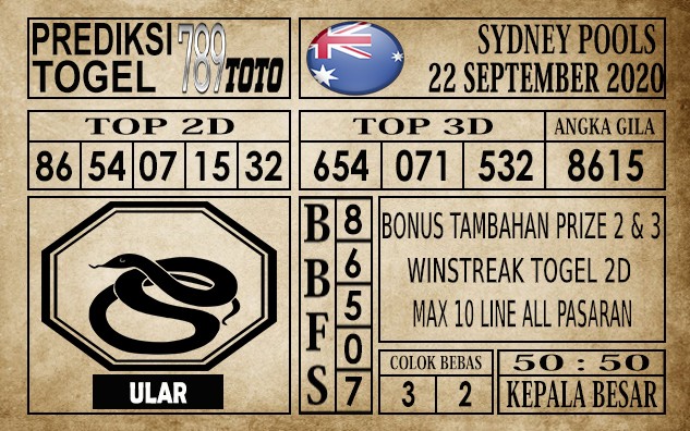 Prediksi Sydney Pools Hari Ini 22 September 2020