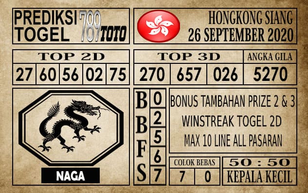 Prediksi Hongkong Siang Hari ini 26 September 2020