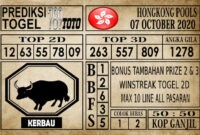 Prediksi Hongkong Pools Hari Ini 07 Oktober 2020