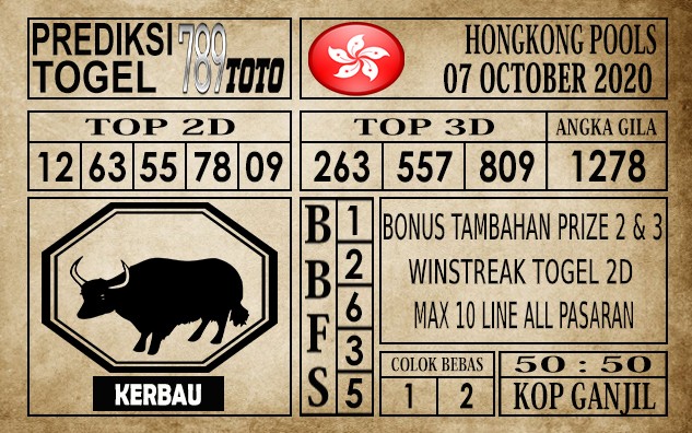 Prediksi Hongkong Pools Hari Ini 07 Oktober 2020
