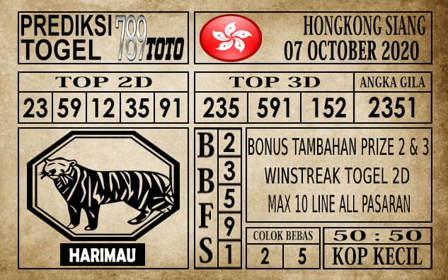 Prediksi Hongkong Siang Hari Ini 07 Oktober 2020