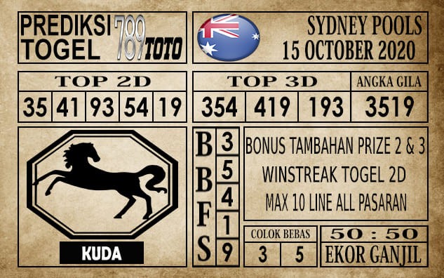 Prediksi Sydney Pools Hari Ini 15 Oktober 2020