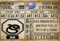 Prediksi Sydney Pools Hari Ini 17 Oktober 2020