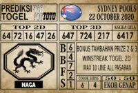 Prediksi Sydney Pools Hari Ini 22 Oktober 2020