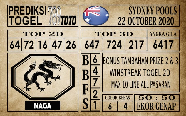Prediksi Sydney Pools Hari Ini 22 Oktober 2020