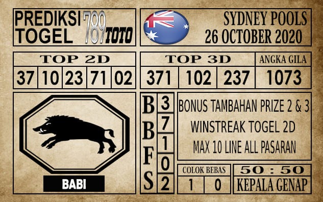 Prediksi Sydney Pools Hari Ini 26 Oktober 2020