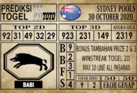 Prediksi Sydney Pools Hari Ini 30 Oktober 2020